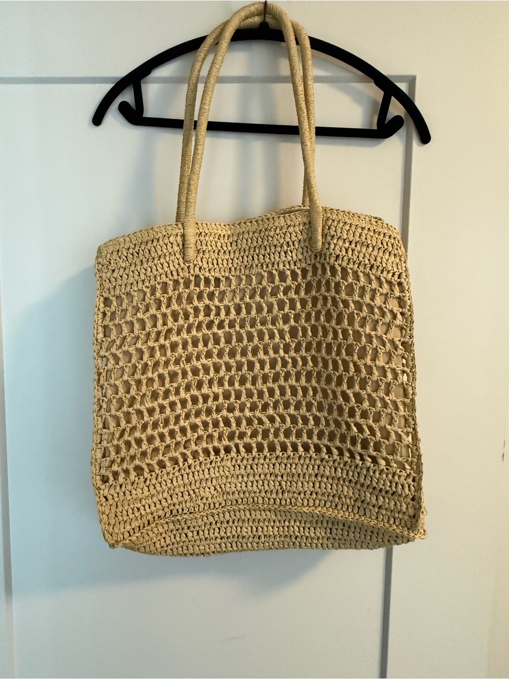 NWT Abercrombie Woven Straw Tote Bag in Natural Beige
